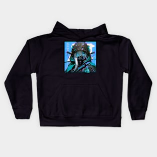 Blue Cyborg Ninja Kids Hoodie